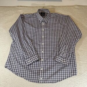Stafford  Men's Big 19 35/36 Travel Performance Shirt Plaid Long Sleeve